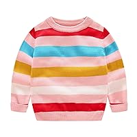 Unisex Kids Sweater Pullover Long Sleeve Rainbow Stripe Jumper Tops Cotton Spring Fall Casual Wear