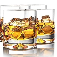 Old Fashioned Crystal Whiskey Glasses - 10oz (Set of 4) - Perfect Weight and Sturdy/Barware for Scotch, Bourbon, Manhattans, Old Fashioned Cocktails