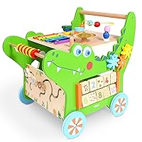 SPARK & WOW Crocodile Activity Walker - Ages 12m+ - Baby Activity Center Push Walker - 10 Different Activities - Teach Toddlers to Walk Through Play