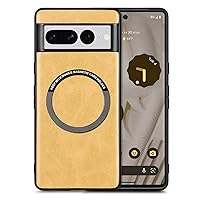 for Google Pixel 8 Pro Back Protective Case, Pure Color Lightweight Magnetic PU Leather Case for Google Pixel 8 Pro,【Support Wireless Charge and Wallet】,Yellow