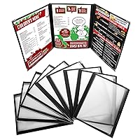 10 Pack Menu Covers 8.5 x 11 Inch 6 View 3 Page Transparent Restaurant Menu Covers, 3 Fold Menu Covers Double View American Style Menu Holders for Restaurants, Bars, Cafes, Food & Drink