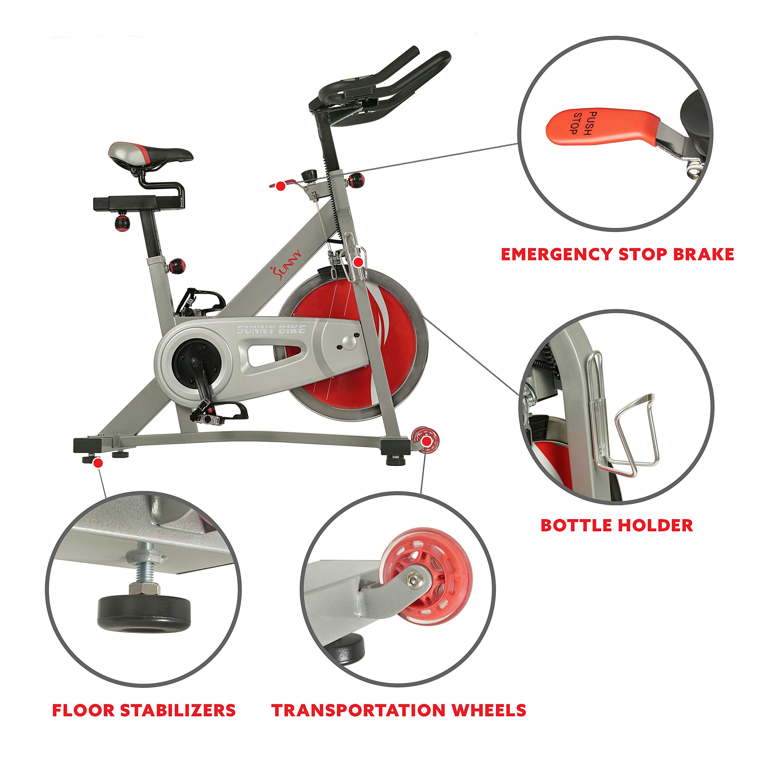 Sunny Health & Fitness Indoor Exercise Bike with Device Mount and Optional Exclusive SunnyFit® App Bluetooth Connectivity
