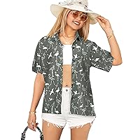HAPPY BAY Women's Hawaiian Beach Short Sleeve Blouse Shirt