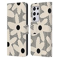 Head Case Designs Officially Licensed Kierkegaard Design Studio Daisy Black Cream Dots Check Retro Abstract Patterns Leather Book Wallet Case Cover Compatible with Samsung Galaxy S21 Ultra 5G