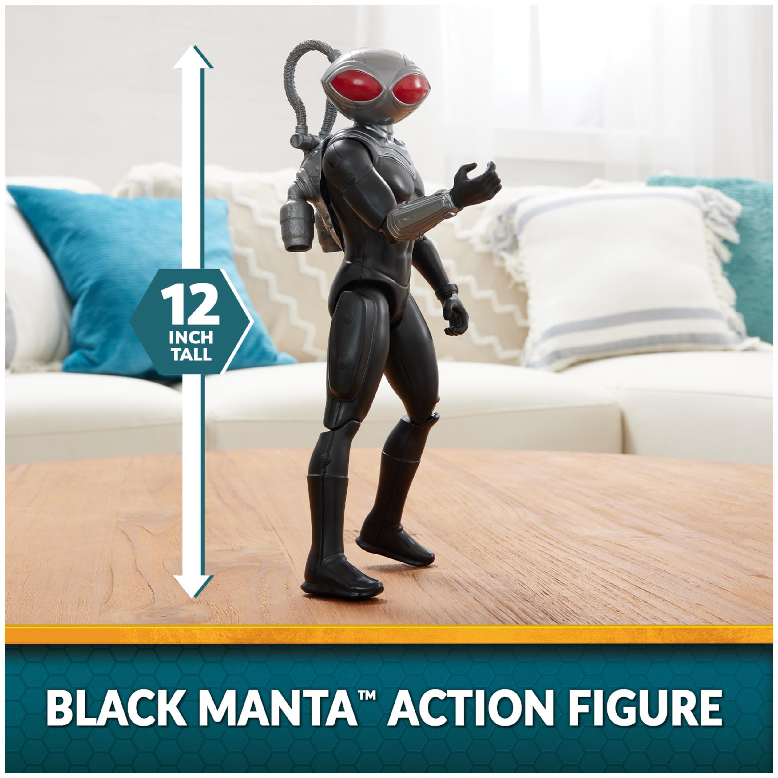 DC Comics, Aquaman, Black Manta Action Figure, 12-inch, Detailed Sculpting, Movie Styling, Easy to Pose, Collectible Superhero Kids Toys for Boys 3+