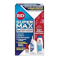 RID Super Max Lice Treatment Kit, Kills Lice & Super Lice & Eggs + 24/7 Lice Defense, Pesticide Free, 3.4 FL OZ Solution + 6.8 FL OZ Daily Defense Shampoo & Conditioner + Nit Removal Comb