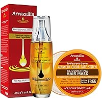 Arvazallia Rejuvenating Hair Mask and Premium Argan Oil Hair Treatment Products Bundle - Deep Conditioning, Color Protection, and Damage Repair For Color-treated Hair