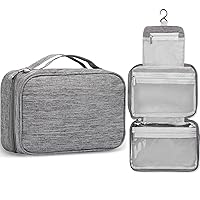 Etercycle Toiletry Bag for Women Men, Waterproof Hanging Toiletry Bags for Traveling, Portable Foldable Travel Wash bag with Hanging Hook, Shaving Bag for Bathroom Shower- Gray