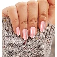 Nude Press on Nails, 48 Pcs Press on Nails Almond Medium with Jelly Glue Pad French Tip with Glitter Designs Full Cover for Women Girls