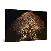 Startonight Canvas Wall Art Abstract - Brown Light Tree of Life Rembrant Painting - Large Artwork Print for Living Room 32