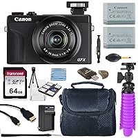 Canon PowerShot G7 X Mark III 20.2MP 4.2X Optical Zoom Digital Camera with 4k Video + 64GB Memory Card + Deluxe Camera Case + HDMI Cable + Spider Tripod + Premium Accessories Bundle (Renewed)
