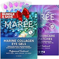 Maree Eye Gels & Acne Patches with Natural Algae Extracts - Anti-Aging Eye Masks that Reduce Dark Circles - Hydrocolloid Acne Treatment that Reduce Zits, Pimples, Blemishes - Dermatologist Reviewed