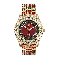 Charles Raymond Bling-ed Out Round Metal Mens Color on Blast Watch with Diamond Time Indicators - Ice on Fire!!! - ST10327DxxS