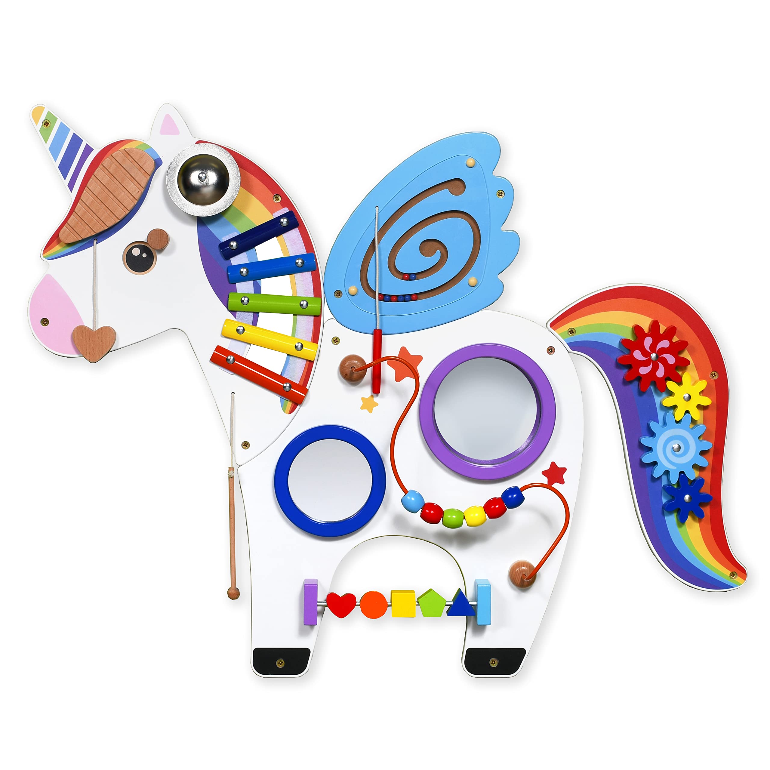 Learning Advantage Unicorn Activity Wall Panel - Ages 18m+ - Sensory Wall Toy - 8 Activities - Busy Board - Toddler Room Décor