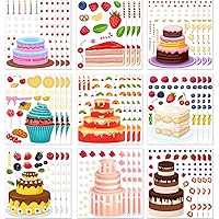 36 PCS Make-a-Cake Sticker Sheets Make Your Own Cake Sticker for Kids Cake Cupcake Craft Sticker Fruit Sweets and Treats Sticker Pad for Kids Classroom Birthday Party Favor Supplies