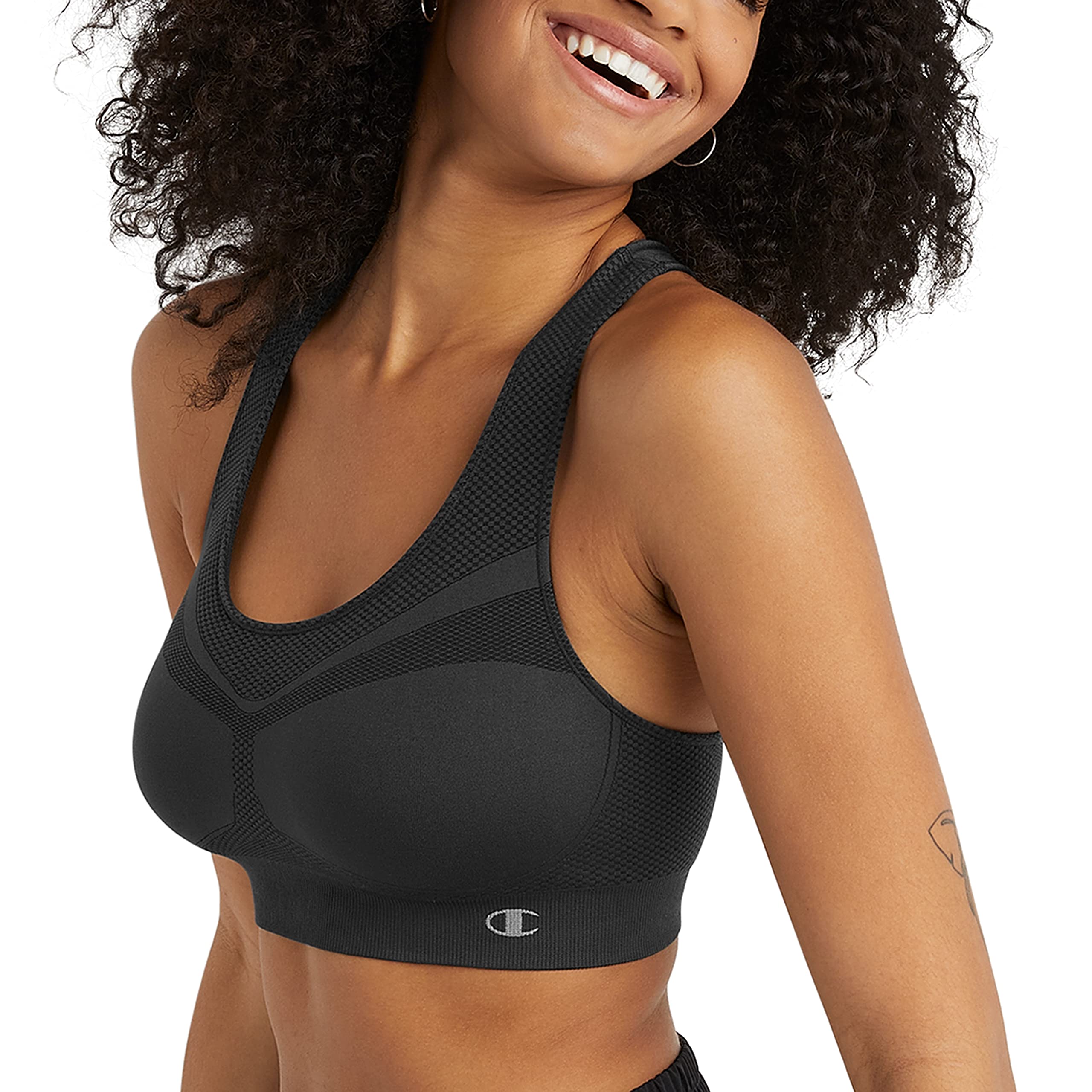 Champion Women's Sports Bra, Infinity Racerback, Moderate Support, Seamless Sports Bra for Women