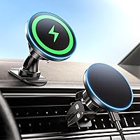 for Magsafe Car Mount Charger, [2024 Upgrade] 15W 2in1 Magnetic Wireless Car Charger, fits for Magsafe Car Charger, Vent/Dashboard Phone Holder Mount for iPhone 15 14 13 12 Series Fast Charging