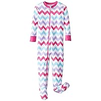 Little Girls' Zippered Organic Footie Chevron