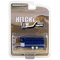 14-Foot Livestock Trailer Dark Blue Hitch & Tow Trailers Series 1/64 Diecast Model by Greenlight 30425