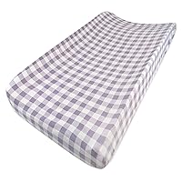 HonestBaby Girls Organic Cotton Changing Pad Cover, Painted Buffalo Check Purple, One Size