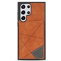 XRJNFHI-Case for Samsung Galaxy S24 Ultra/S24 Plus/S24, Leather Wallet Card Holder Slots Cases Back Flip Kickstand Folio Protective Cover (S24 Ultra,Orange)