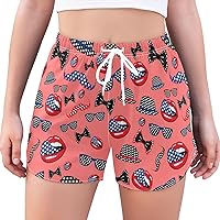 Women's Athletic Shorts Red USA July 4th Workout Running Gym Quick Dry Liner Shorts with Pockets