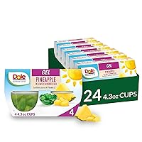 Dole Fruit Bowls Pineapple in Lime Flavored Gel Snacks, 4oz 24 Total Cups, Gluten & Dairy Free, Bulk Lunch Snacks for Kids & Adults