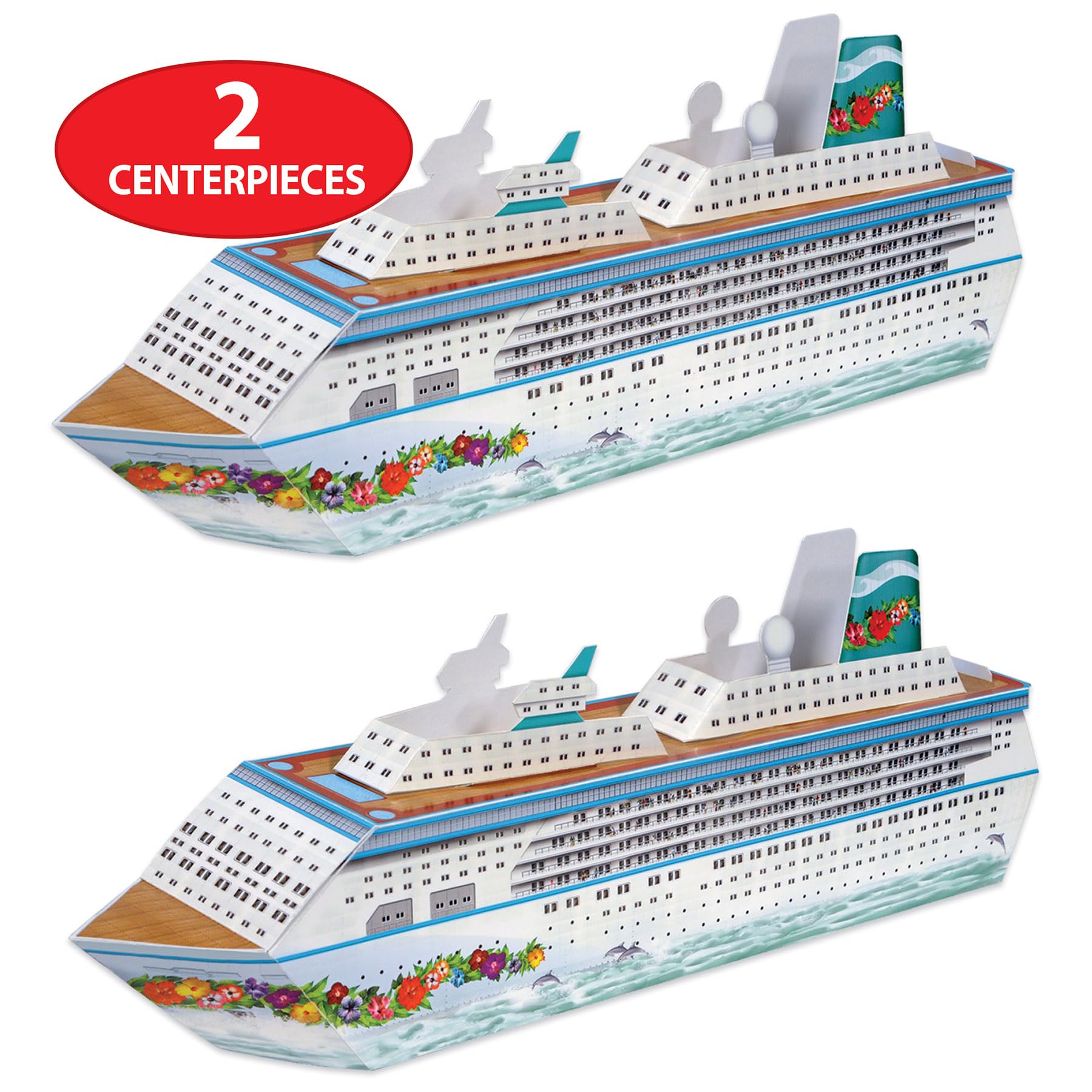 Beistle 2 Piece Three Dimensional Fillable Cruise Ship Table Centerpieces, 13.25