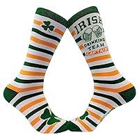 Irish Drinking Team Socks Funny Saint St Patricks Day Beer Novelty Crazy Fun (Green) - Mens (7-12)
