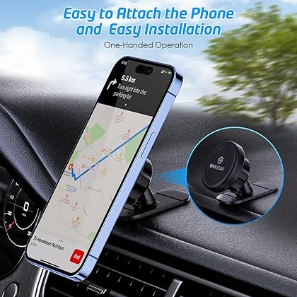 WixGear Magnetic Car Mount, Universal Stick On Mount (2 Pack) Dashboard Magnetic Phone Holder for Car, for Cell Phones and Mini Tablets with Fast Swift-snap Technology, Strong Phone Mount for Car