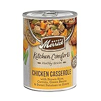 Merrick Kitchen Comforts Healthy and Natural Canned Adult Dog Food with Gravy, Chicken Casserole with Rice - (Pack of 12) 12.7 oz. Cans