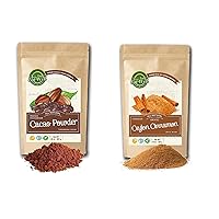 Eat Well Premium Foods Unsweetened Cacao Powder 32 oz and Ceylon Cinnamon Ground Powder 16 oz Bundle Pack, Resealable Packs, 100% Natural