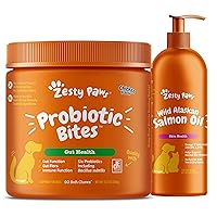 Probiotics for Dogs - Probiotics for Gut Flora, Digestive Health + Pure Wild Alaskan Salmon Oil for Dogs & Cats - Supports Joint Function