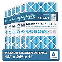 14x24x1 Air Filter (6-PACK) | MERV 11 | MOAJ Premium Allergen Defense | BASED IN USA | Pleated Replacement Air Filters for AC & Furnace Applications | Actual Dimensions: 13.70” x 23.70” x 0.75” (in.)