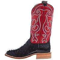 Mens Jetmore Black FQ Ostrich 13 In Red Vintage Goat Top Cowboy Boot