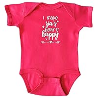 I Make Zia's Heart Happy Color Infant Bodysuit, Baby Shower Newborn Gift, Pregnancy Reveal Present, Valentine's or Mother's Day (6M, Short Sleeve, Pink)