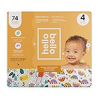 Hello Bello Diapers, Size 4 (22-37 lbs) - 74 Count of Premium Disposable Baby Diapers in Monkeys & Turtles Designs - Hypoallergenic with Soft, Cloth-Like Feel