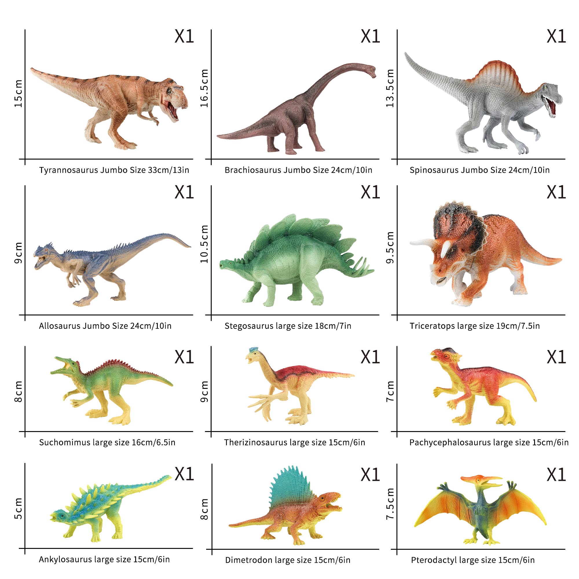 Dinosaur Toys for Kids 3-5 5-7 | 12Pcs 14-7Inch Realistic Dinosaurs Figures with Posters and Book | Kids Dinosaur Toys | Toddler Dinosaur Toy | Dino Toys | Kid Toys | Toddler Toys | Dino Toys for Boy