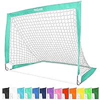 GoSports Team Tone 4 ft x 3 ft Portable Soccer Goal for Kids - Pop Up Net for Backyard - Turquoise