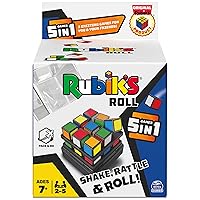 Rubik's Roll, 5-in-1 Dice Games Pack & Go Travel Size Multiplayer Colorful Road Trip Board Game, for Kids & Adults Ages 7 and up