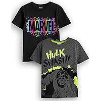 Marvel Boys Pack of 2 T-Shirts | Kids Black & Dark Heather Grey Superhero Short Sleeve Graphic Tees | Film Movie Merch Gift