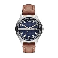 A|X Armani Exchange Men's Watch with Three-Hand Analog Display and Date Window, Watch for Men with Stainless Steel or Leather Band