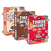 Plant-Based and Vegan Breakfast Cereal by Three Wishes - Multi-Flavor, 3 Pack - More Protein and Less Sugar Snack - Gluten-Free - Cinnamon, Cocoa and Fruity
