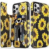 LETO iPhone 14 Pro Case,Flip Folio Leather Wallet Case Cover with Fashion Flower Designs for Girls Women,Built-in Card Slots Kickstand Protective Phone Case for iPhone 14 Pro 6.1