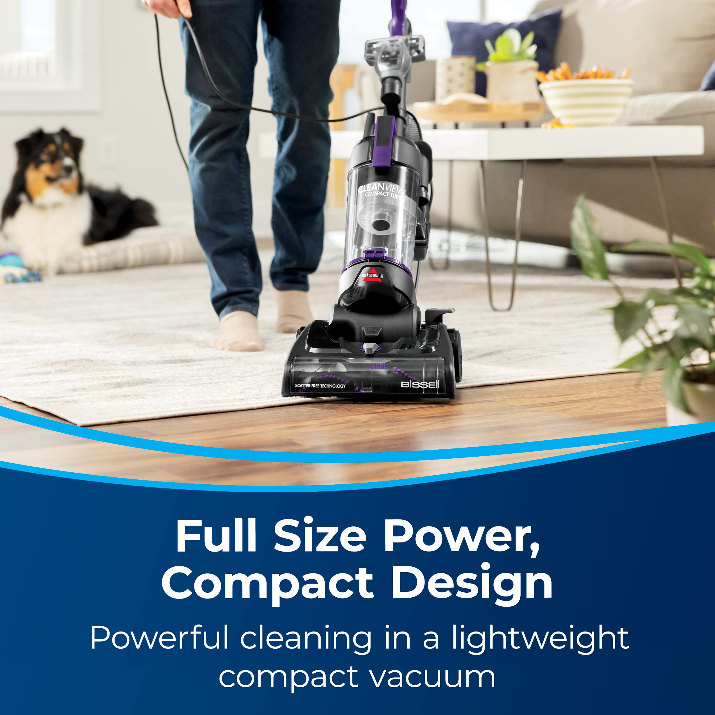 BISSELL CleanView Compact Turbo Upright Vacuum with Quick Release Wand, Full Size Power, Compact Size for Apartments & Dorms, 3437F