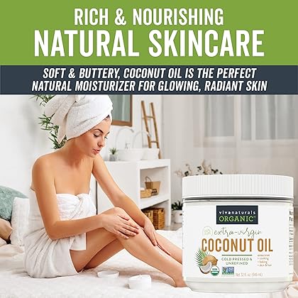 Organic Coconut Oil - Unrefined and Cold-Pressed, Natural Hair Oil, Skin Oil and Cooking Oil with Fresh Flavor, Non-GMO Extra Virgin Coconut Oil (Aceite de Coco), USDA Organic, 32 oz