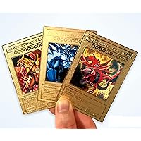 Egyptian God Cards Colored Gold Metal Yugioh Cards - Slifer, Obelisk, and Winged Dragon of Ra