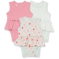 Amazon Essentials Baby Girls' Sleeveless Bodysuit Dress, Pack of 3
