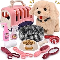 G.C 13Pcs Dog Toys for Kids Girls, Walking Barking Electronic Interactive Stuffed Dog Plush with Carrier & Accessories Toys Pretend Play Puppy Pet Care Playset, Gifts for Little Girls 3 4 5 6 Year Old