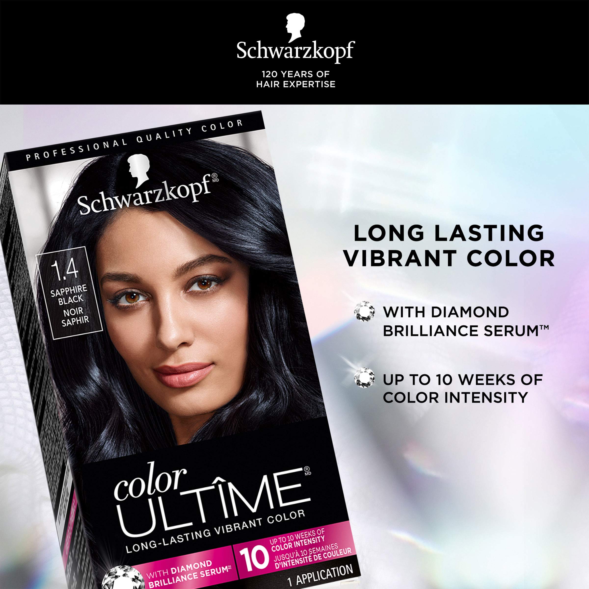 Schwarzkopf Color Ultime Permanent Hair Color Cream, 1.4 Sapphire Black